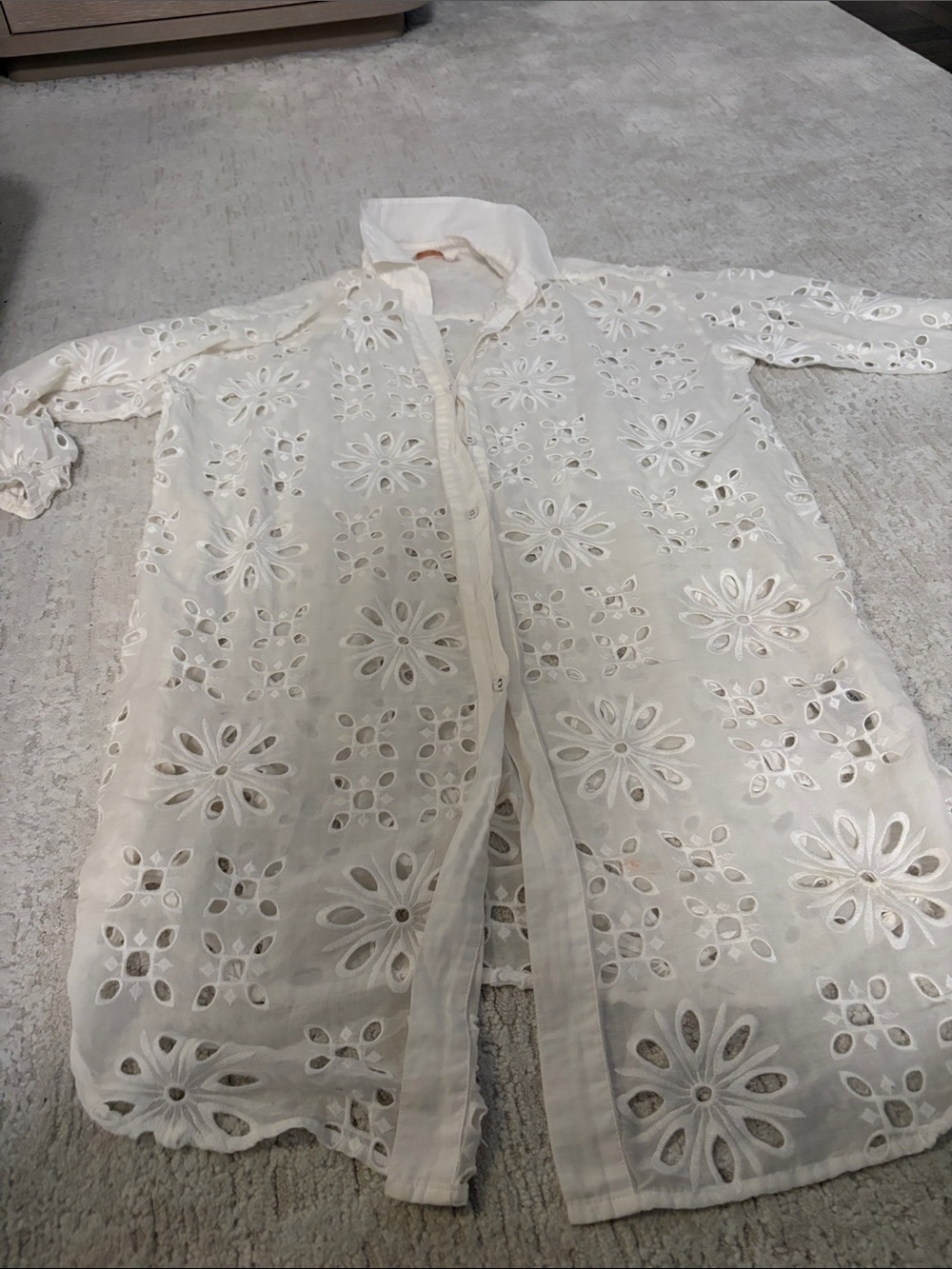 Johnny Was White Eyelet Longline Swim Coverup